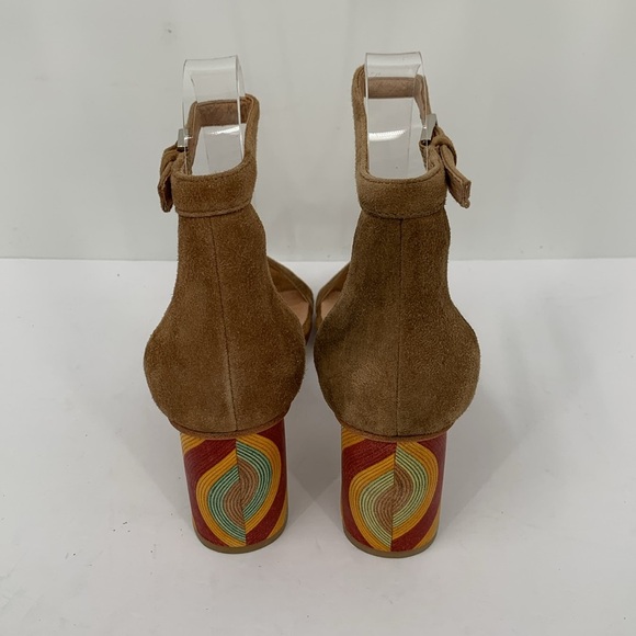 Jeffrey Campbell Purdy sandals mosaic rainbow chunky heel suede tan brown 7 - Picture 5 of 6